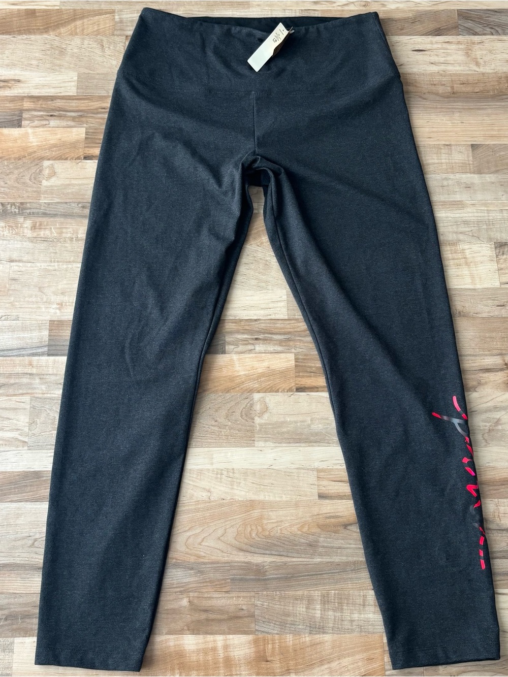 Victoria's Secret PINK Logo Leggings Charcoal Gray Pink Red NWT Women's sz. XL